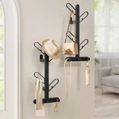 Obrázek produktu pro SONGMICS HOME Sada 2 nástěnných věšáků, věšák ve tvaru stromu, 7 háčků, na oblečení