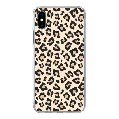 Obrázok produktu pre Kryt mobilného telefónu pre Apple iPhone Xs Biela - Ružová - Leopardí vzor Silikónové mäkké puzdro