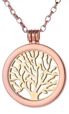 Produktbild von Morella Damen Halskette roségold 70 cm Edelstahl mit Amulett und Coin 33 mm Baum des Lebens gold in Schmuckbeutel