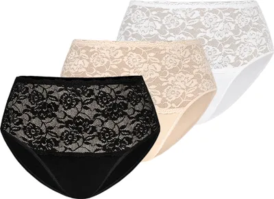 Produktbild von Teyli 3er Pack: Hohe Taille Baumwollslip mit Spitze Violetta Female 144-3_bl-wh-be mehrfarbig XL