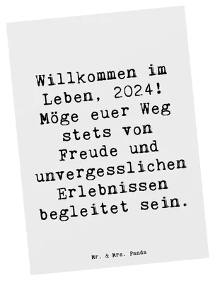 Produktbild von Mr. & Mrs. Panda Postkarte Spruch 2024 Geburtstag - Weiß - Geschenk, einzigartige Illustrationen, Alter, Geburtstagsgeschenk, Grußkarte, Postkarten, Liebevolle Geschenke