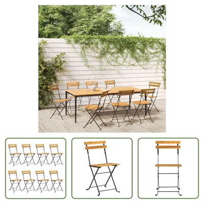 Image de The Living Store Chaises de jardin pliantes 8 pcs. acier et bois massif acacia
