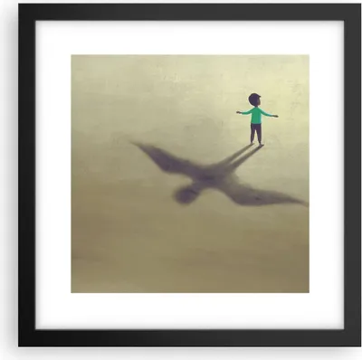 Produktbild von Gerahmtes Poster - Schwarzer Rahmen - Kind Symbol Vogel - 30x30 cm - Wand Bild - Wanddeko - Wandbilder - Kunstposter - Wandposter - Bilderrahmen - Bilder - Kunstdruck - P2BAC30x30-4765