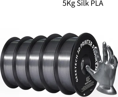 Immagine prodotto di Filamento PLA satinato per stampanti 3D - Filamento per stampanti 3D FDM - Diametro 1,75 mm - Superficie liscia e satinata - Bobina da 343 m - Argento