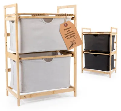 Immagine prodotto di Scaffale in bambù Hennez per il bagno, grigio chiaro