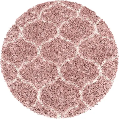 Produktbild von Hochflor Teppich Serena rund, Farbe: Rosa, Größe:80 cm rund