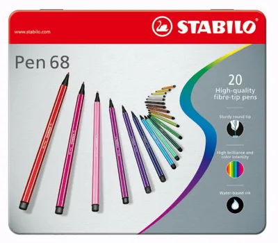 Produktbild von Premium-Filzstift - STABILO Pen 68 - 20er Metalletui - mit 20 verschiedenen Farben – 20er Metalletui Hartung