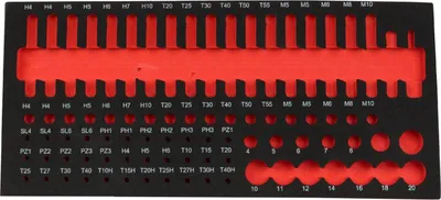 Immagine prodotto di Modulo per carrelli portautensili vuoto, in schiuma espansa, per 85 inserti Innensechskant e Torx