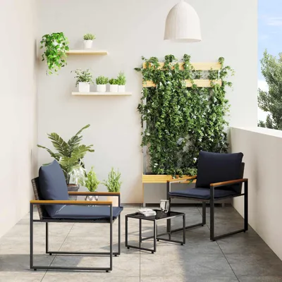 Obrázek produktu pro Maison Exclusive – Sada nábytku, 3 kusy, šedá a tmavě modrá, ratan