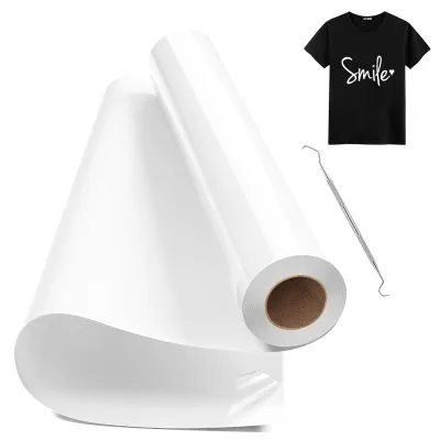 Bügelfolie Weiß, 30,5 cm x 1000 cm, Aufbügelvinyl für Stoffe