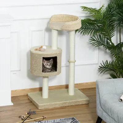 Produktbild von Kratzbaum – Katzenbaum – Kratzstange – Katzenmöbel – Kratzmöbel – Jute, Sisal – Plüschbezug