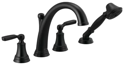 Roman Tub Armatur, Mattschwarz, 1-Griff, inkl. Handbrause
