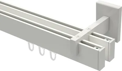 Produktbild von Interdeco Innenlaufstange / Gardinenstange mit Innenlauf Weiß, Typ Smartline Paxo (Kappe), 14x35 mm 2-läufig, 320 cm