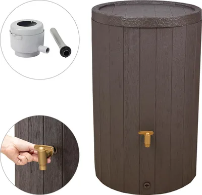 Serbatoio di acqua piovana con coperchio e rubinetto rotondo da 300 li
