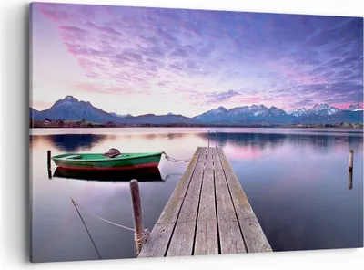 Produktbild von Bild auf Leinwand - Leinwandbild - See Berge Wasser - 120x80cm - Wand Bild - Wanddeko - Wandbilder - Leinwanddruck - Bilder - Kunstdruck - Wanddekoration - Leinwand bilder - Wandkunst - AA120x80-3671