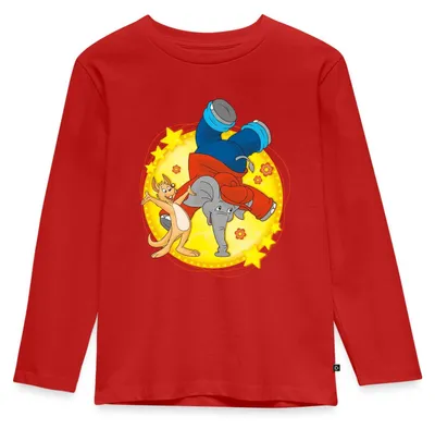 Produktbild von Spreadshirt Benjamin Blümchen Steht Auf Seinem Rüssel Kinder Premium Langarmshirt, 122/128 (6 Jahre), Rot