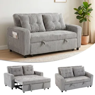 Zdjęcie produktu dla SUGIFT, rozkładana sofa, kanapa do spania, jasnoszara