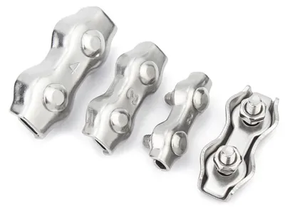 Produktbild von Set mit 3 Edelstahl-Duplex-Klemmen für Draht und Seil