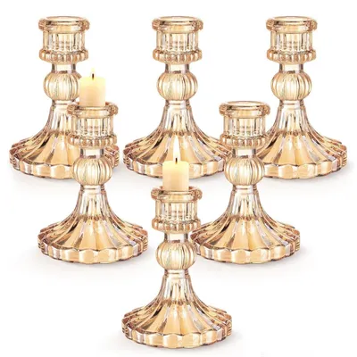 Image de Ensemble de 6 bougeoirs en verre, design ambré