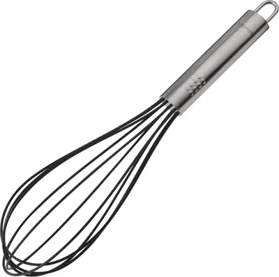 Produktbild von Fackelmann Schneebesen, Rührbesen mit Funktionsteil aus Edelstahl & Silikon, Küchenhelfer für beschichtete Pfannen und Töpfe (Farbe: Silber)