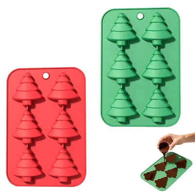 2 Weihnachtsbaum-Silikonformen, 6 Formen, Schokoladen-Backform