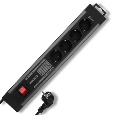 Produktbild von REV 0015462513, 2,5 m, Abgewinkelt, Schwarz, 4 AC-Ausgänge, 250 V, 3500 W