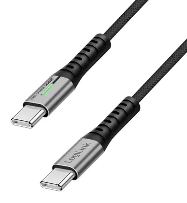 Obrázok produktu pre LogiLink CU0423 LogiLink USB 2.0 kábel s LED, konektory USB-C – USB-C, 1,5 m