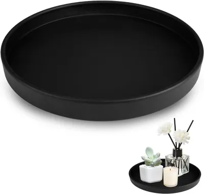 Obrázek produktu pro Dekorativní podnos, 20 cm, černý kov, s protiskluzovou úpravou, vhodný do obývacího pokoje