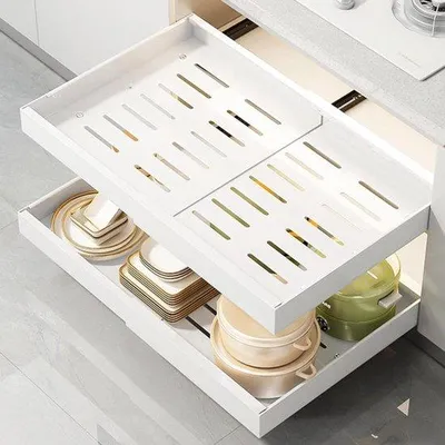 Zdjęcie produktu dla Wysuwana półka organizacyjna, solidna i wytrzymała, z regulowaną szerokością 12–20 cm