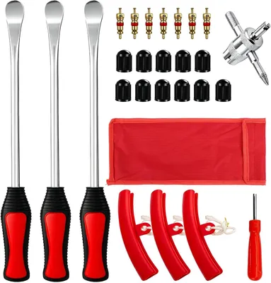 Produktbild von Reifenmontageset 27 Teile, 3 Reifenheber, 3 Felgenschoner, mit Tasche, für Auto