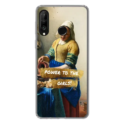 Produktbild von MuchoWow® Handyhülle Schutzhülle Hülle für Huawei P30 Lite Milchmädchen - Gold - Zitate - Gemälde - Alte Meister Silikon Softcase Handy Hülle - Handyhülle