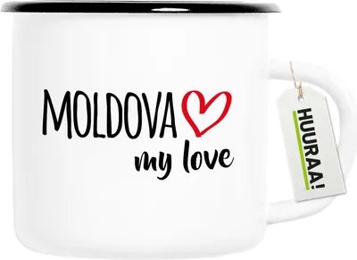 Produktbild von Huuraa Emaille Tasse Moldova my love 300ml Vintage Campingbecher Geschenkidee