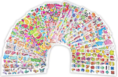 Immagine prodotto di Packung mit 40 wasserdichten 3D-Stickern - Personalisierte Puffy-Sticker-Set - Wiederverwendbar für Kinder, Scrapbooking, Tablets, Laptops