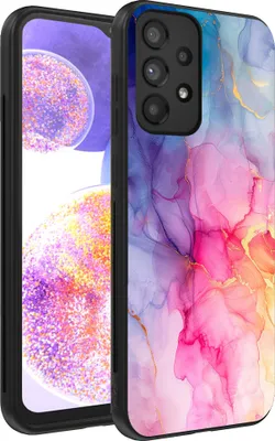 Produktbild von Smartphonica Handytasche passend für Samsung Galaxy A23 mit Marmordruck - TPU Rückseitenschutzhülle Marmordesign - Regenbogen