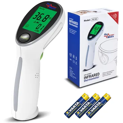 Immagine prodotto di Termometro medico a infrarossi senza contatto Promedix PR-960 + 2x batterie AAA Varta Industrial