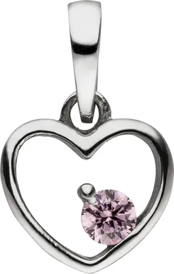 Produktbild von JOBO Kinder Anhänger Herz 925 Sterling Silber 1 Zirkonia rosa Herzanhänger