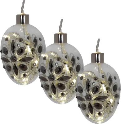 Produktbild von Näve Leuchten Weihnachtsartikel WEIHNACHTEN mit LED Platine Weihnachtsartikel WEIHNACHTEN mit LED Platine 3er-Set LED Deko-/Glaskugel H: 11 cm aus Glas in klar/transparent, mit LED Platine – für Innenräume