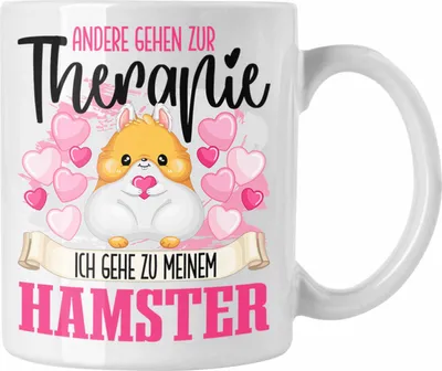 Produktbild von Trendation - Hamster Tasse Geschenk für Hamster Besitzerin Therapie Lustiger Spruch Geschenkidee (Weiß)