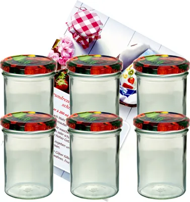 Zdjęcie produktu dla zestaw 6 kubków 435 ml Do 82 pokrywek na owoce, w tym książeczka z przepisami Diamant Gelierzauber