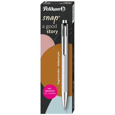 Obrázek produktu pro Pelikan biros Snap Metalic K10 stříbrný v pouzdře
