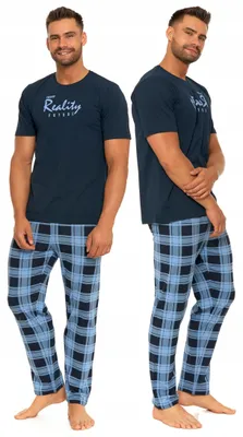 Immagine prodotto di Pigiama da uomo - Maniche corte, taglia 3XL - Pantaloni a quadretti colorati - Marca: Moraj