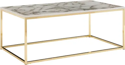 Produktbild von WOHNLING Couchtisch Marmor Optik Weiß 100x60x40cm Wohnzimmertisch Tisch Metall