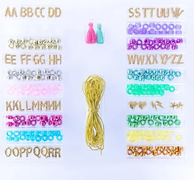 Produktbild von Set zum Basteln von Goldarmbändern, über 300 Perlen, 7 m elastisches Band