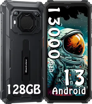 Produktbild von Blackview BV6200 Pro(4GB+128GB) Outdoor Handy Ohne Vertrag, Android 13 Outdoor Smartphone mit 13000mAh Akku, Helio P35 2.3Ghz Octa Core, 13MP+8MP 6.56" HD+ Baustellenhandy, Dual 4G 98DB Lautsprecher