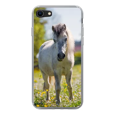Produktbild von MuchoWow® Handyhülle Schutzhülle Hülle für iPhone 7 Pferd - Blumen - Licht Silikon Softcase Handy Hülle - Kartenhalter