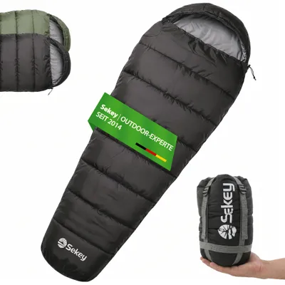 Productafbeelding van Sekey slaapzak, camping, outdoor, mummivorm, 220x80x50 cm, antraciet, 0,9 kg
