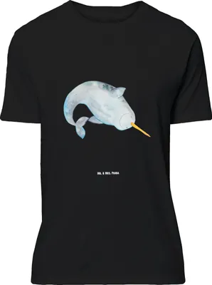 Produktbild von Mr. & Mrs. Panda Größe M T-Shirt Narwal - Schwarz - Geschenk, Shirt, Meer, Kinderzimmer, Tshirt, Herren, Wal, Aufräumen, Putzen, mit Spruch, Hausfrau