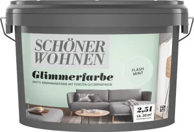 Produktbild von SCHÖNER WOHNEN Glimmerfarbe Wandfarbe Matt Effekt Glitzer-Optik 2,5 L Farbwahl, Farbe:Flash Mint