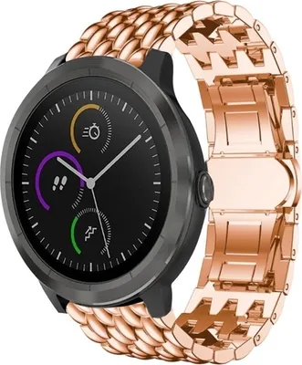Produktbild von Strap-it Garmin Vivoactive 3 Stahl Drachenband (Roségold)