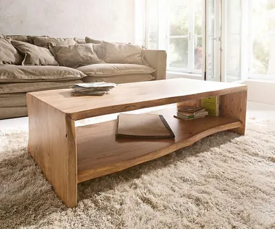 Zdjęcie produktu dla Stolik kawowy DELIFE z naturalną krawędzią, akacja, 130x60 cm